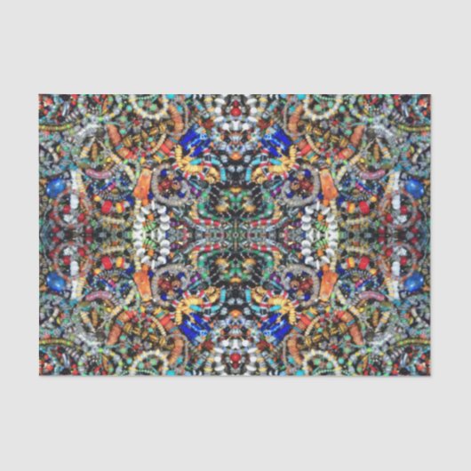 宝石で飾られた万華鏡のように千変万化するパターン#2のティッシュペーパー 薄葉紙 (正面)