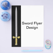 宝石で飾られた中世の剣フライヤーテンプレート チラシ (シングル)