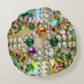 宝石で飾られた丸い枕 ラウンドクッション (裏面)