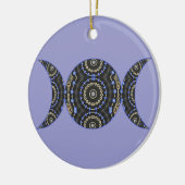 宝石で飾られた女神の異教のなウィッカ信者の三倍の月 セラミックオーナメント (左)