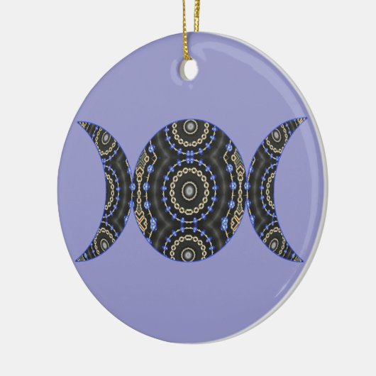 宝石で飾られた女神の異教のなウィッカ信者の三倍の月 セラミックオーナメント (左)