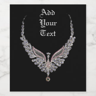 宝石で飾られた孔雀ワインラベル ワインラベル