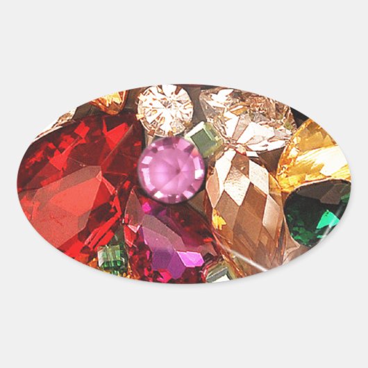 宝石で飾られた宝石が宝石の色を輝かせる 楕円形シール (正面)