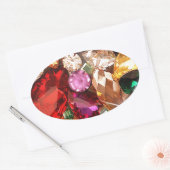 宝石で飾られた宝石が宝石の色を輝かせる 楕円形シール (封筒)