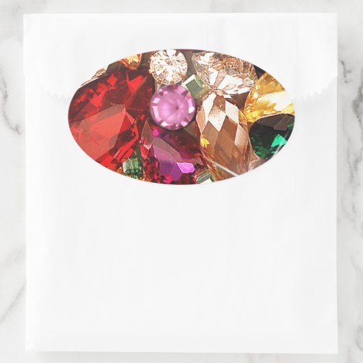 宝石で飾られた宝石が宝石の色を輝かせる 楕円形シール (バッグ)
