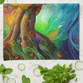 宝石で飾られた木 キッチンタオル (折り畳み)