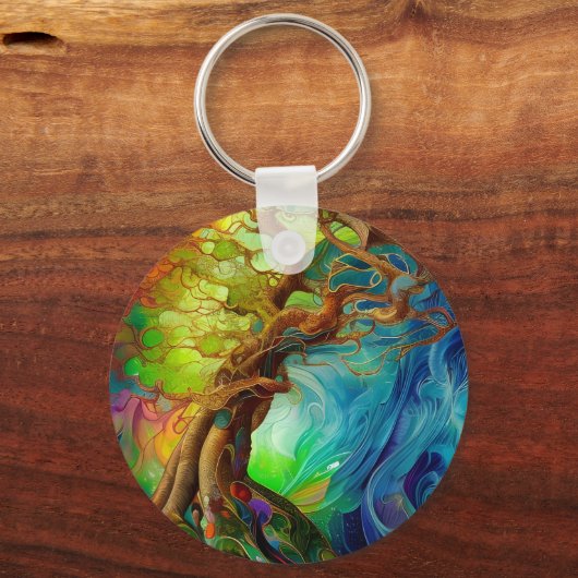 宝石で飾られた木 キーホルダー (正面)