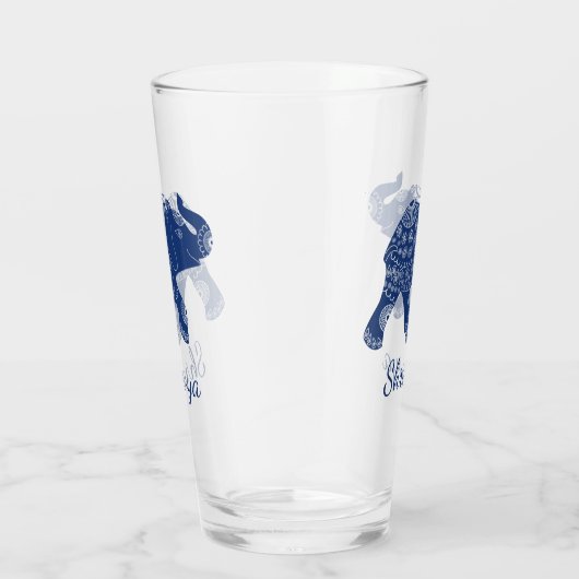 宝石で飾られた王室のエレファントブルーパーソナライズされた タンブラーグラス (右)