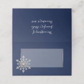 宝石で飾られた結婚スノーフレークの折りたたみ座席表 プレイスカード (外部開封)