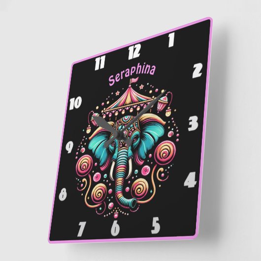 宝石で飾られた象のカーニバル スクエア壁時計 (傾斜)