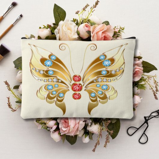 宝石で飾られた金ゴールド アクセサリーポーチ