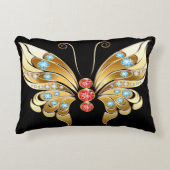 宝石で飾られた金ゴールド アクセントクッション (正面)