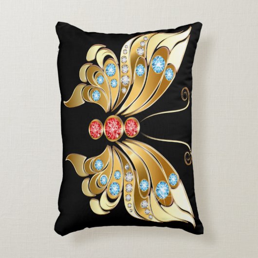 宝石で飾られた金ゴールド アクセントクッション (正面(垂直))