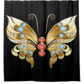 宝石で飾られた金ゴールド シャワーカーテン (正面)