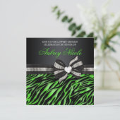 宝石で飾られたSweet sixteen招待状付きシックゼブラ 招待状 (スタンド正面)