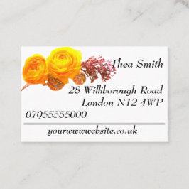 宝石とオレンジ色の輝くバラ付き名刺 名刺