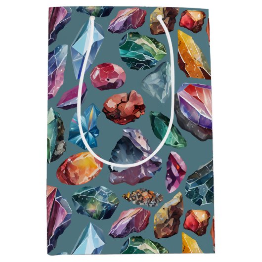 宝石とクリスタルジュエルトーン ミディアムペーパーバッグ (正面)