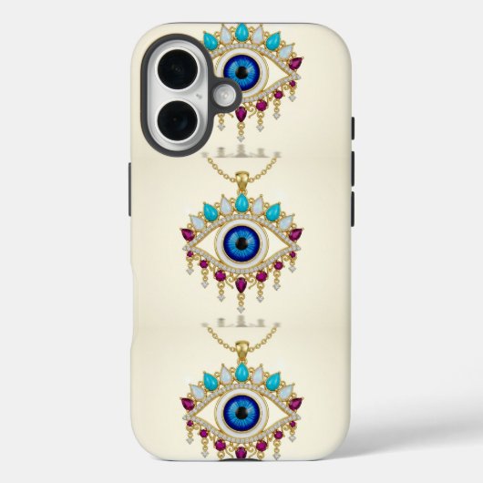 宝石とチェーン付きの邪眼ペンダント Case-Mate iPhoneケース (裏面)