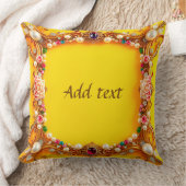 宝石とバラ付きゴールデンフレーム クッション (ブランケット)