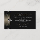 宝石とロゴ華美付き高級ブラックプラチナ 名刺 (裏面)