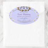 宝石と素敵な軽い赤ちゃんブルー製品ラベル 楕円形シール (バッグ)