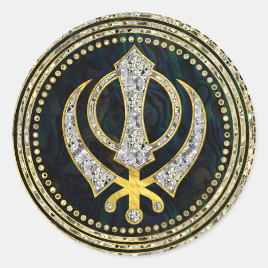 宝石と金ゴールドを使用した装飾カンダシンボル ラウンドシール (正面)