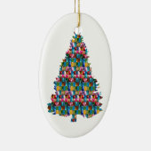 宝石によって散りばめられるクリスマスの木:  メリークリスマス セラミックオーナメント (右)