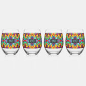 宝石に似たステンドグラス効果 – ペアモノグラム ステムなしワイングラス (裏面)