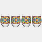 宝石に似たステンドグラス効果 – ペアモノグラム ステムなしワイングラス (左)