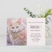 宝石に囲まれたエレガントな白猫 招待状 (スタンド正面)