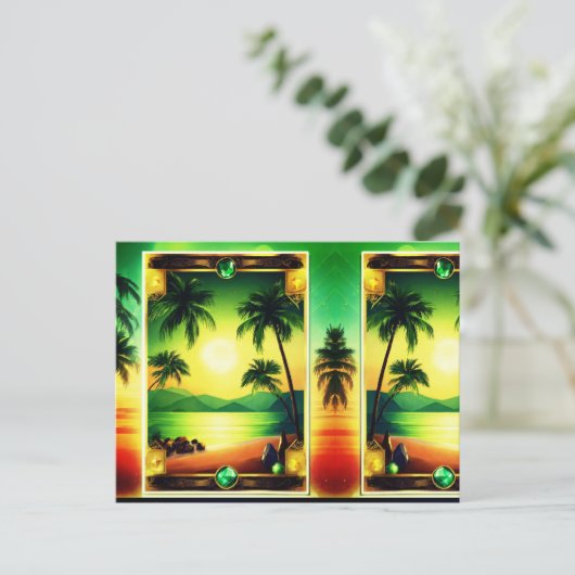 宝石のあるカスタマイズ可能な光沢のあるデザイン ポストカード (スタンド正面)