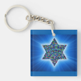 宝石のあるダビデの星 キーホルダー