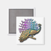 宝石のついた孔雀 マグネット (正面/裏面)