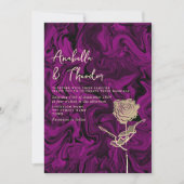宝石のような紫と金の結婚式招待状 招待状 (正面)