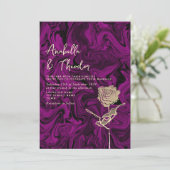 宝石のような紫と金の結婚式招待状 招待状 (スタンド正面)