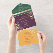 宝石のような色合いのウェディング オールインワン招待状 (貼ってはがせる)