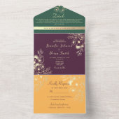 宝石のような色合いのウェディング オールインワン招待状 (内側)