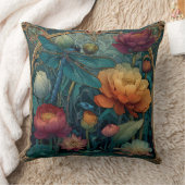 宝石のような色彩の花と翼を持つトンボ クッション (ブランケット)