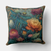 宝石のような色彩の花と翼を持つトンボ クッション (裏面)