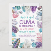 宝石のような 地質学の女の子の誕生日招待状 招待状 (正面)