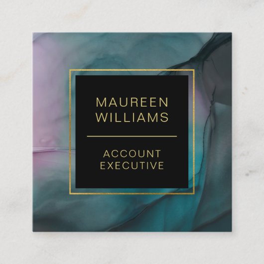 宝石のエレガントトーンのカラーで大理石インクを洗浄 スクエア名刺 (正面)