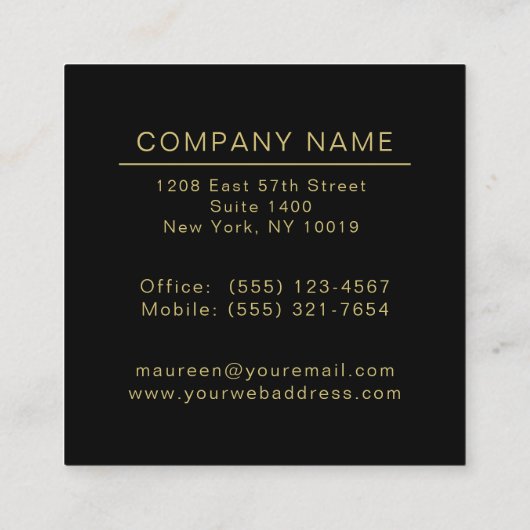 宝石のエレガントトーンのカラーで大理石インクを洗浄 スクエア名刺 (裏面)