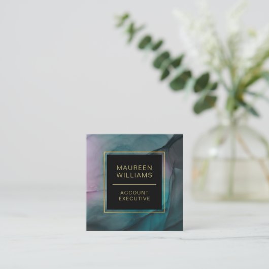 宝石のエレガントトーンのカラーで大理石インクを洗浄 スクエア名刺 (スタンド正面)