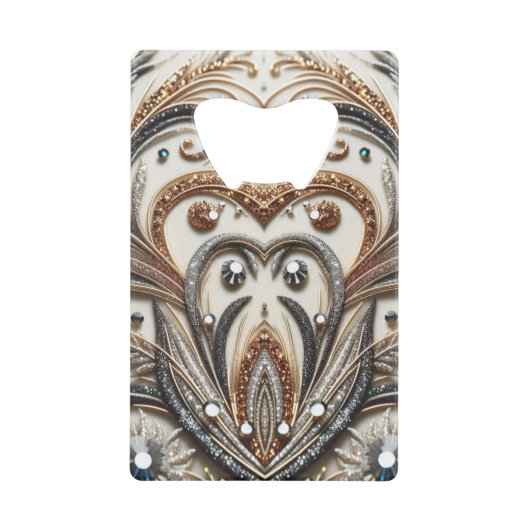 宝石のキラキラした花柄 クレジットカード栓抜き (正面)