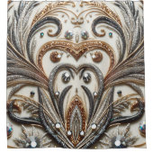 宝石のキラキラした花柄 シャワーカーテン (正面)