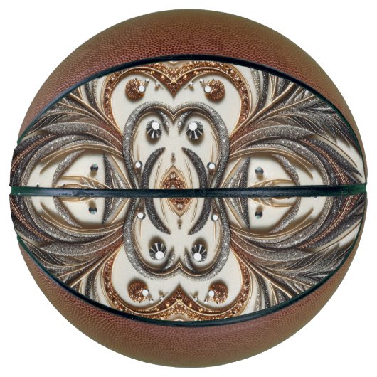 宝石のキラキラした花柄 バスケットボール (正面)