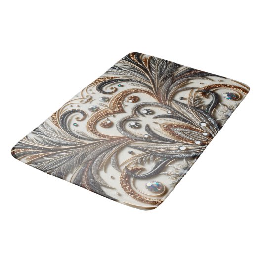 宝石のキラキラした花柄 バスマット (アングル)