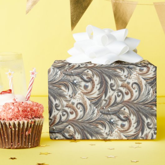 宝石のキラキラした花柄 ラッピングペーパー (誕生日パーティー)