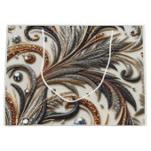 宝石のキラキラした花柄 ラージペーパーバッグ (正面)