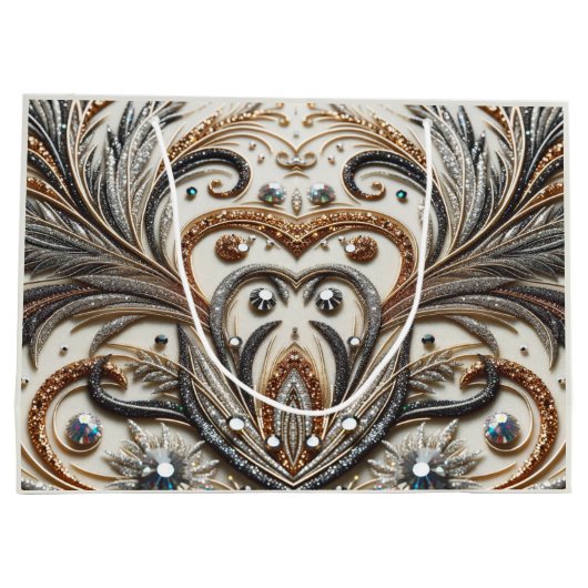 宝石のキラキラした花柄 ラージペーパーバッグ (裏面)